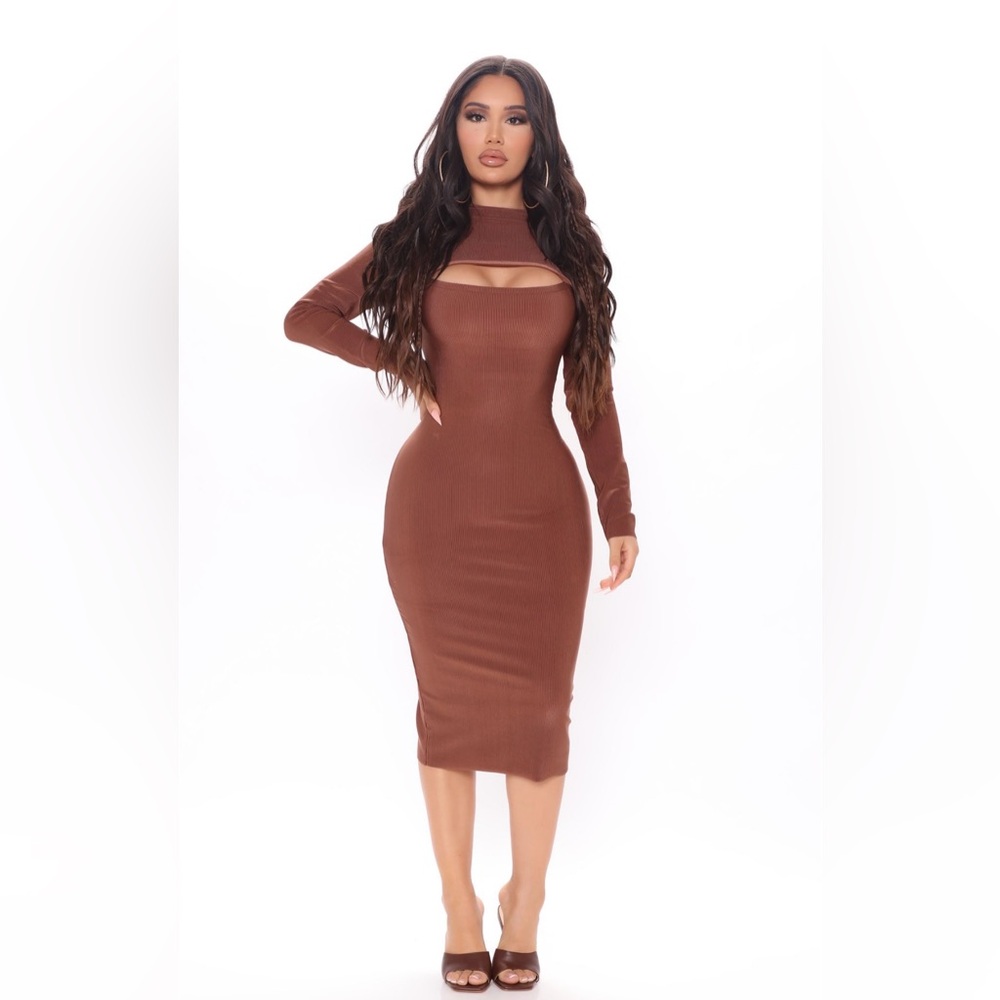 Fashion Nova Need You Midi Dress - Chocolate